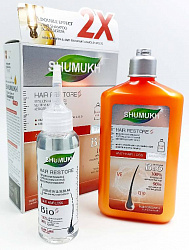 Шампунь + сыворотка для волос SHUMUKH Anti Hair Loss с витаминным комплексом VE и Q10, 400мл./100мл.