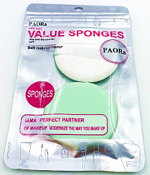 Спонжи PAORA Value Sponges белый и зелёный цвет