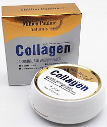 Пудра Million Pauline natural Collagen с двумя отсеками и спонжем,тон01/тон02/тон03