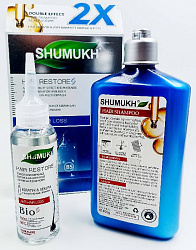 Шампунь + сыворотка для волос SHUMUKH Anti Hair Loss c маслом жожоба, 400мл./100мл.