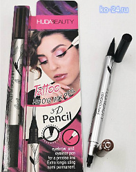 Подводка HudaBeauty 3D pencil с эффектом тату подводка и карандашь 2 в 1, 36шт. упаковка