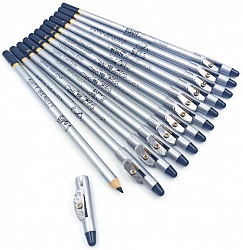 Набор черных контурных карандашей с точилкой KATY BEAUTY IMPECCABLE EYE LINER NO.01, 12шт.
