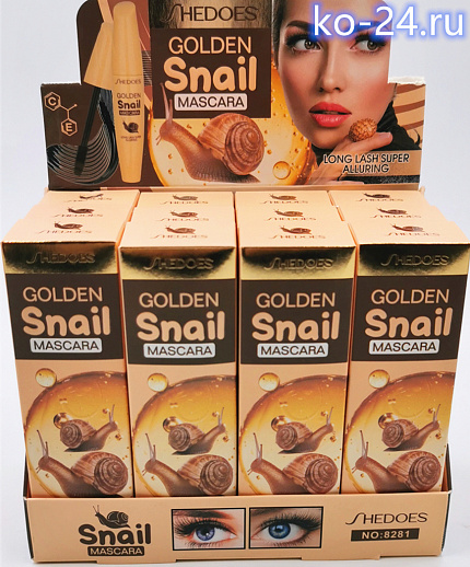 Тушь Shedoes Golden Snail Mascara водостойкая, 10мл.